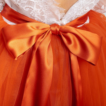 Burnt Orange Tulle Flower Girl Dress, Lace V-Back, Fall Wedding