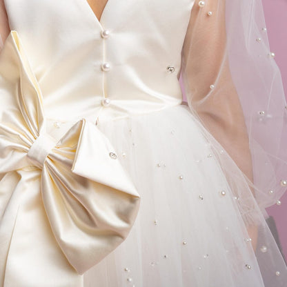 Ivory Tulle Dress: Long Sleeves