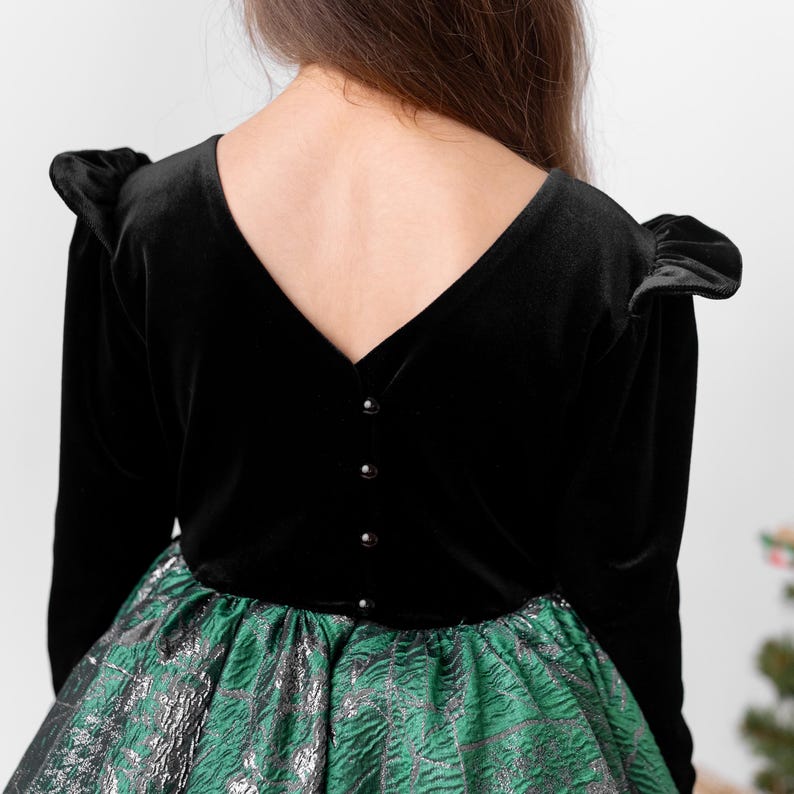Emerald Green Christmas Dress, Velvet Brocade Flower Girl Dress HandyyBaby Emerald Green Christmas Dress, Velvet Brocade Flower Girl Dress HandyyBaby
