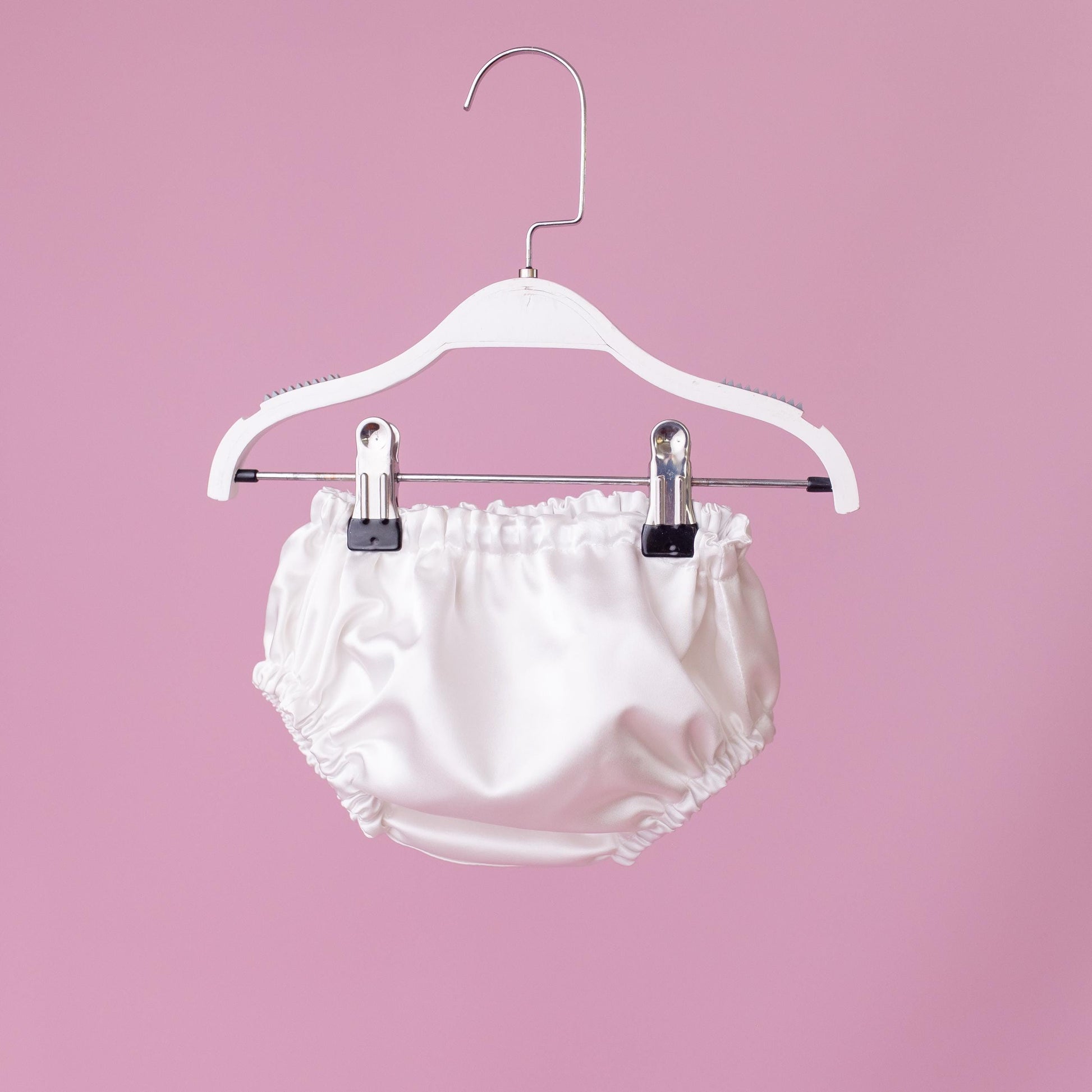 Elegant Pearl Tulle Satin Flower Girl Dress & Diaper Cover Set