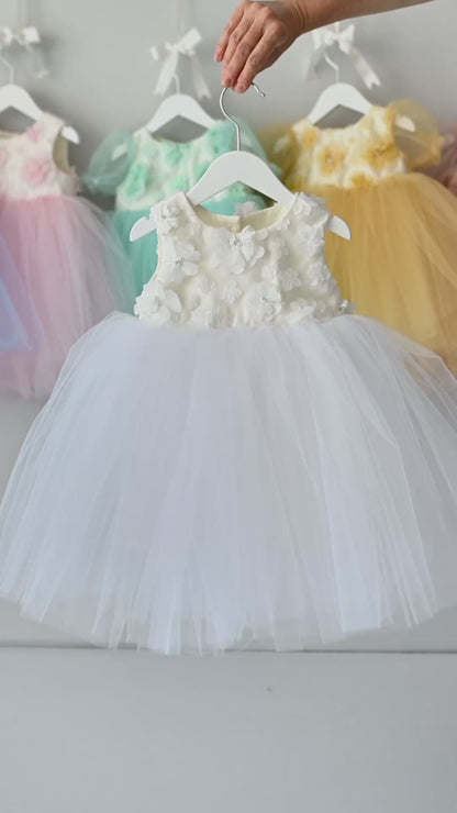 Elegant White Tulle Toddler Girl Dress with Satin Diaper Cover for Special Occasions
