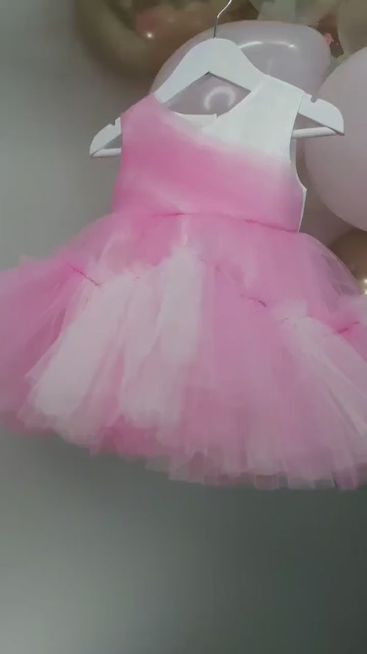 Pink Tulle Baby Girl Tutu Dress: Handmade Princess Party Dress